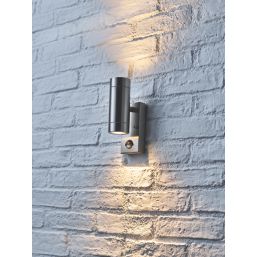 LAP Bronx Outdoor Up & Down Wall Light With PIR Sensor Stainless Steel