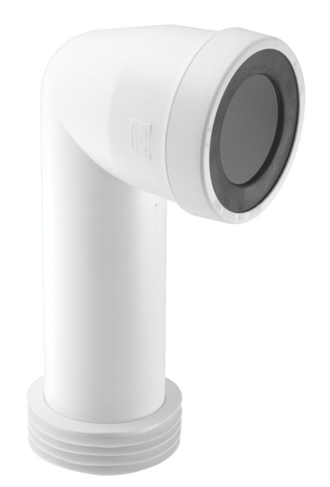 McAlpine Rigid 90° Angled Toilet Pan Connector White 240-340mm - Screwfix