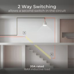 British General Nexus Metal 20A 16AX 1-Gang 2-Way Light Switch  Matt Black  3 Pack