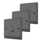 British General Nexus Metal 20A 16AX 1-Gang 2-Way Light Switch  Matt Black  3 Pack