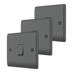 British General Nexus Metal 20A 16AX 1-Gang 2-Way Light Switch  Matt Black  3 Pack