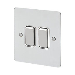 MK Edge 20AX 2-Gang 2-Way Switch  Polished Chrome with White Inserts