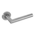 Eclipse Precision Mitred Fire Rated Lever on Rose Door Handle Pair Satin Stainless Steel