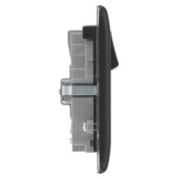 British General Nexus Metal 13A 2-Gang SP Switched Socket + 2.4A 22W 2-Outlet Type A & C USB Charger Matt Black with Black Inserts