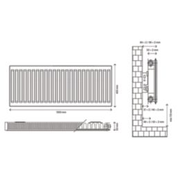 Flomasta 400mm x 1000mm 2284BTU White Type 11 Convector Radiator