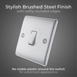 British General Nexus Metal 20A 16AX 1-Gang 2-Way Light Switch  Brushed Steel  3 Pack