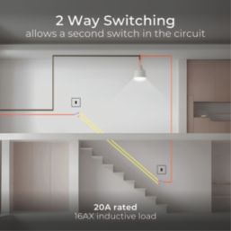 British General Nexus Metal 20A 16AX 1-Gang 2-Way Light Switch  Brushed Steel  3 Pack