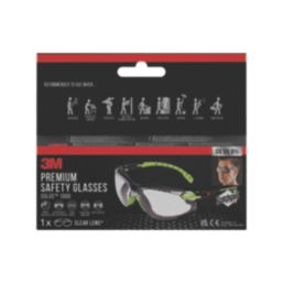 3M Solus 1000 Clear Lens Safety Specs Green / Black