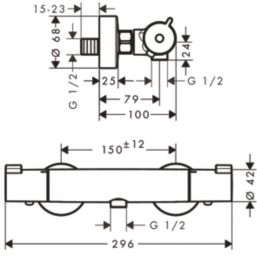 Hansgrohe MyFox Exposed Single Outlet Thermostatic Chrome Shower Mixer Valve