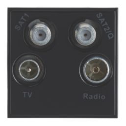 Contactum Media Modular Coaxial TV / FM & Twin Satellite Socket Black