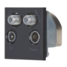 Contactum Media Modular Coaxial TV / FM & Twin Satellite Socket Black