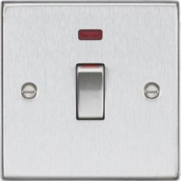 Knightsbridge  45A 1-Gang DP Control Switch Brushed Chrome with LED