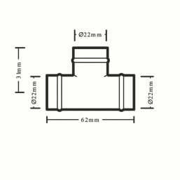 Flomasta  Copper Solder Ring Equal Tee 22mm