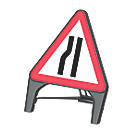 Melba Swintex Q Sign Triangular "Road Narrows Left" Safety Sign 870mm x 1220mm