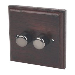 Varilight V-Pro 2-Gang 2-Way LED Dimmer Switch  Dark Oak