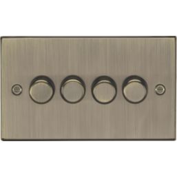 Knightsbridge  4-Gang 2-Way LED Intelligent Dimmer Switch  Antique Brass