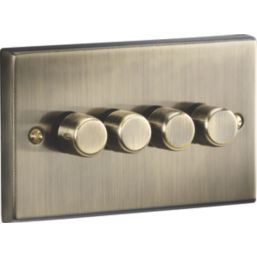 Knightsbridge  4-Gang 2-Way LED Intelligent Dimmer Switch  Antique Brass