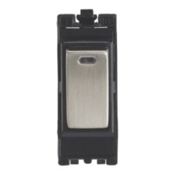 Contactum  20AX Grid DP Control Switch Brushed Steel  with Black Inserts