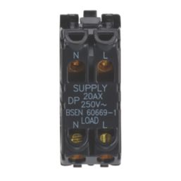 Contactum  20AX Grid DP Control Switch Brushed Steel  with Black Inserts