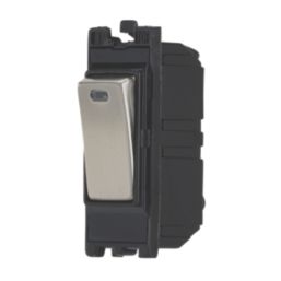 Contactum  20AX Grid DP Control Switch Brushed Steel  with Black Inserts