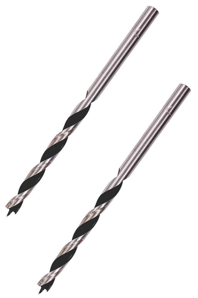 Straight Shank Brad Point Wood Drill Bits 4mm x 75mm 2 Pack Screwfix