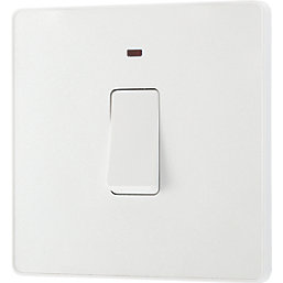 British General Evolve 20A 1-Gang DP Control Switch Pearlescent White with LED with White Inserts