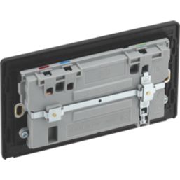 British General Evolve 13A 2-Gang SP Switched Socket + 3A 22W 2-Outlet Type A & C USB Charger Blue with Black Inserts