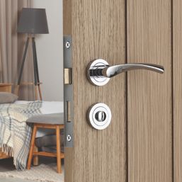 Smith & Locke Bude Fire Rated Lever on Rose Door Handles Pair Polished Chrome