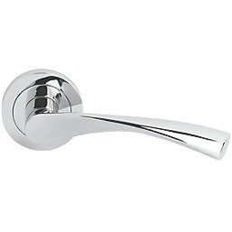 Smith & Locke Bude Fire Rated Lever on Rose Door Handles Pair Polished Chrome