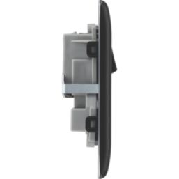 British General Nexus Metal 13A 2-Gang DP Switched Power Socket Matt Black  with Colour-Matched Inserts