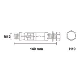 Easyfix Bolt Head Shield Anchors M12 x 140mm 5 Pack