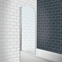 Semi Framed Silver Clear Radius Edge Bathscreen 780mm x 1400mm