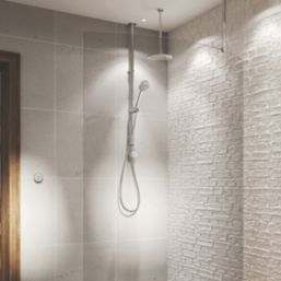 Aqualisa Smart Link Gravity-Pumped Ceiling-Fed Chrome Thermostatic Dual Outlet Exposed Smart Shower with Fixed Head
