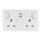 LAP  13A 2-Gang SP Switched Socket + 3.25A 65W 2-Outlet Type C USB Charger White with Colour-Matched Inserts