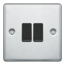 LAP  20A 16AX 2-Gang 2-Way Light Switch  Polished Chrome with Black Inserts