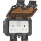 Knightsbridge OP9R IP66 13A 2-Gang SP Weatherproof Outdoor Switched Remote-Controlled Socket