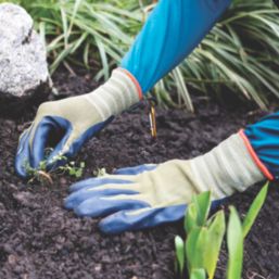 ClipGlove Weeding   Polyester Gardening Gloves Navy / Khaki Medium