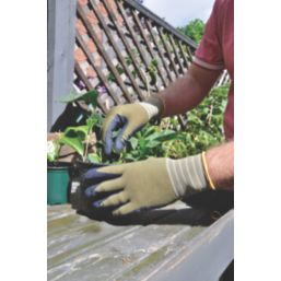 ClipGlove Weeding   Polyester Gardening Gloves Navy / Khaki Medium