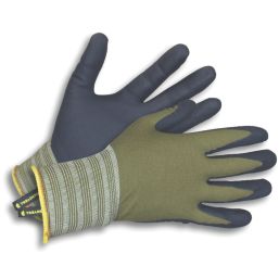 ClipGlove Weeding   Polyester Gardening Gloves Navy / Khaki Medium