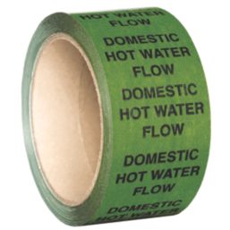 Essentials Domestic Hot Water Flow Pipe Marking Tape Green 33m x 50mm