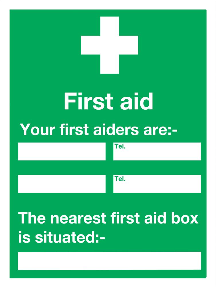 "First Aider" Notice Sign 200mm x 150mm Screwfix