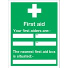 "First Aider" Notice Sign 200mm x 150mm