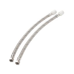 Hep2O Push-Fit Connection Flexible Tap Connectors 15mm x 1/2" x 500mm 2 Pack