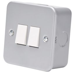Essentials  10AX 2-Gang 2-Way Metal Clad Switch with White Inserts