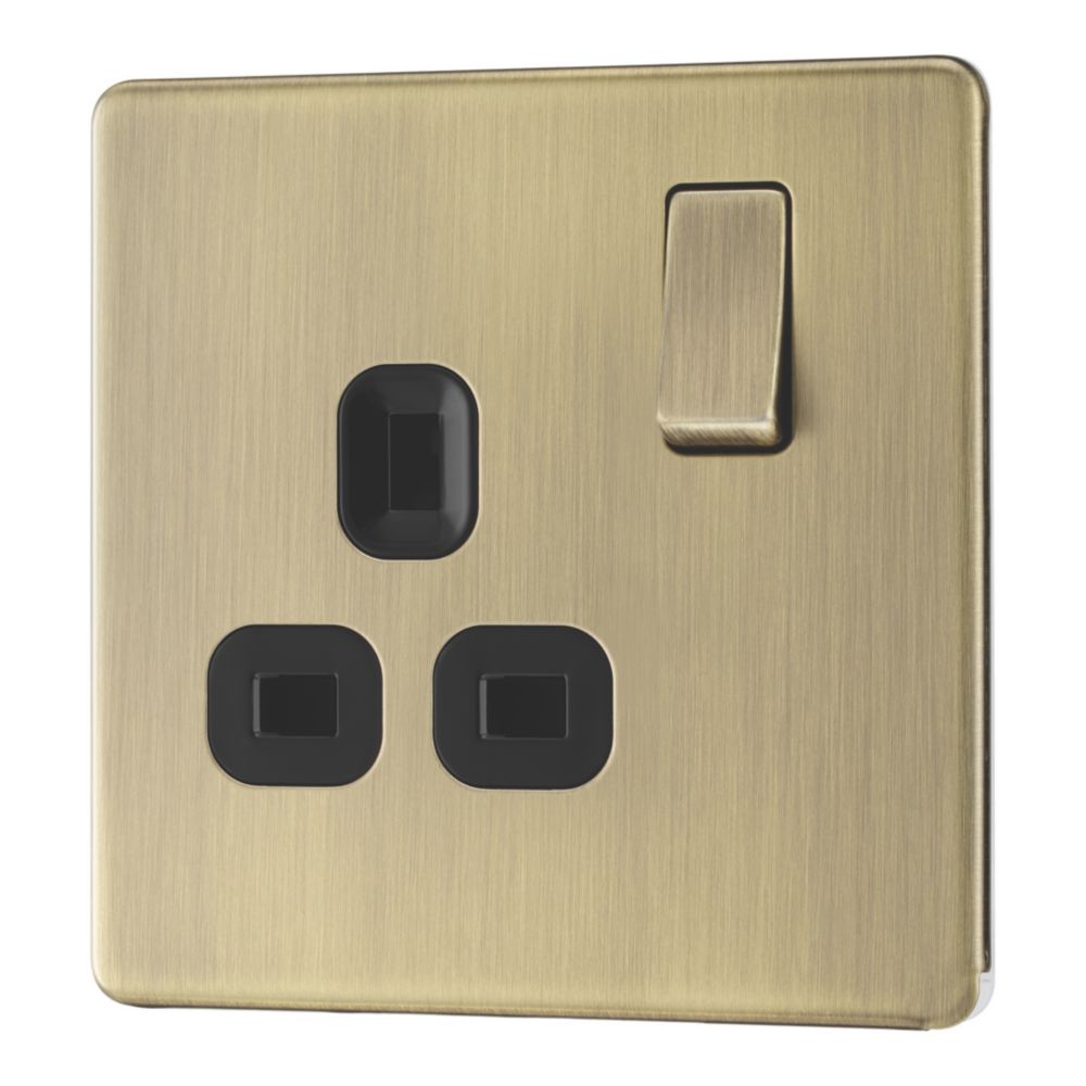 LAP 13A 1-Gang DP Switched Socket Antique Brass with Black Inserts ...