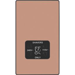British General Evolve 2-Gang Dual Voltage Shaver Socket 115/240V Copper with Black Inserts
