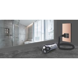 British General Evolve 2-Gang Dual Voltage Shaver Socket 115/240V Copper with Black Inserts