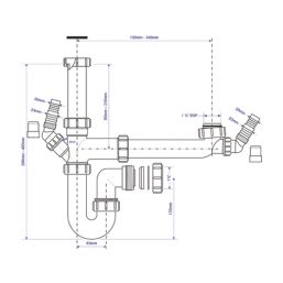 McAlpine 1 1/2" Bowl Sink Kit & Trap White 40mm
