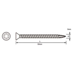 Turbo TX  TX Double-Countersunk  Multipurpose Screws 5mm x 50mm 200 Pack