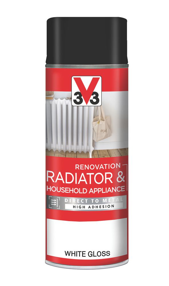 V33 400ml White Gloss Heat Resistant Radiator & Appliance Spray Paint